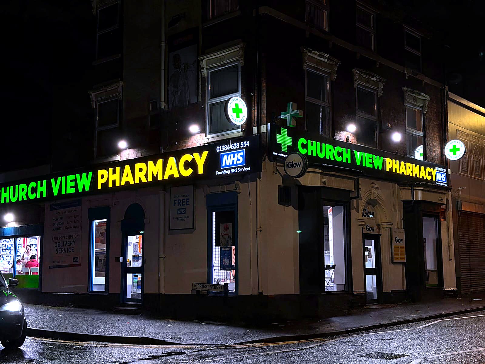 Church View Pharmacy illuminated fascia