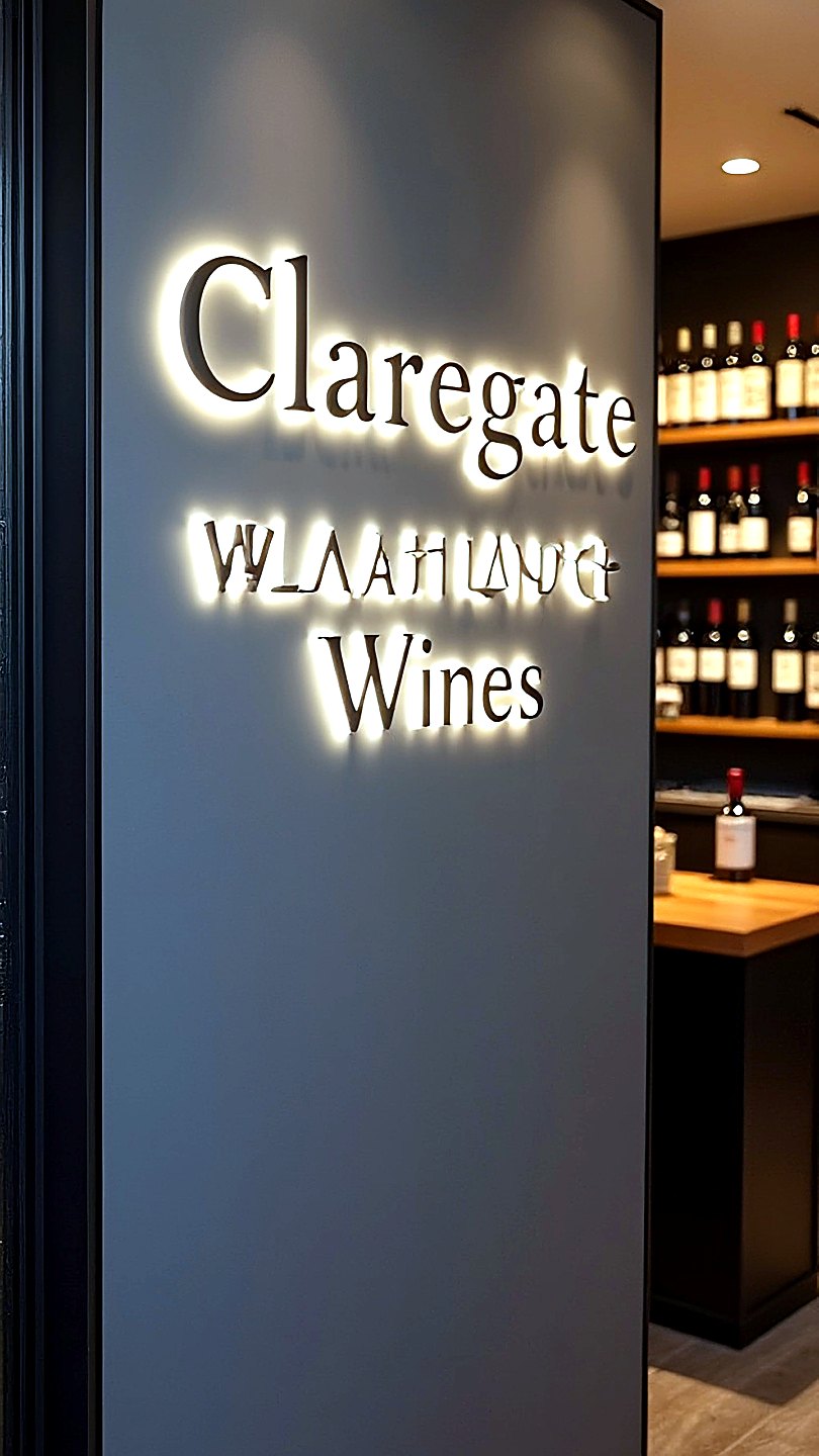 Claregate Wines halo-illuminated built-up letters