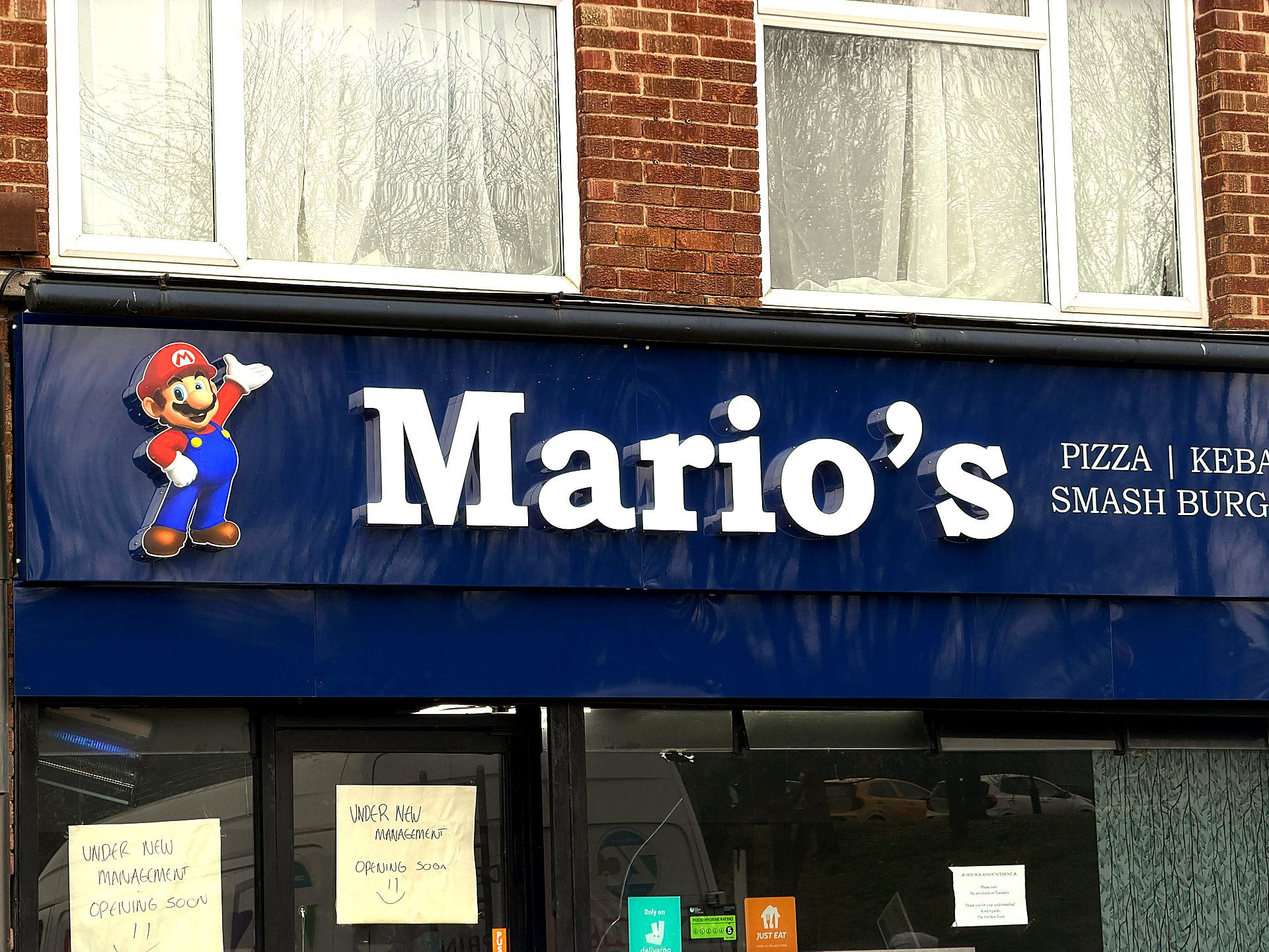 Mario's illuminated fascia sign