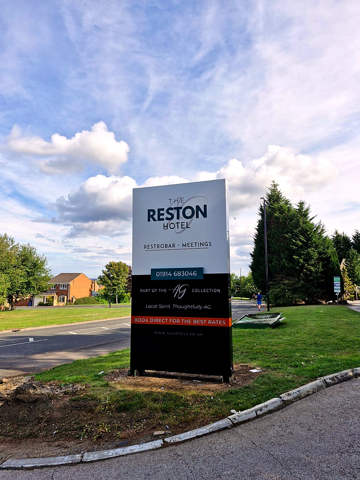 The Reston Hotel totem sign