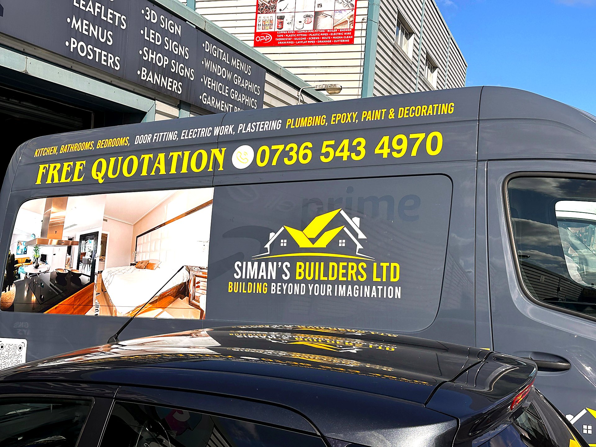 Siman's Builders van wrap