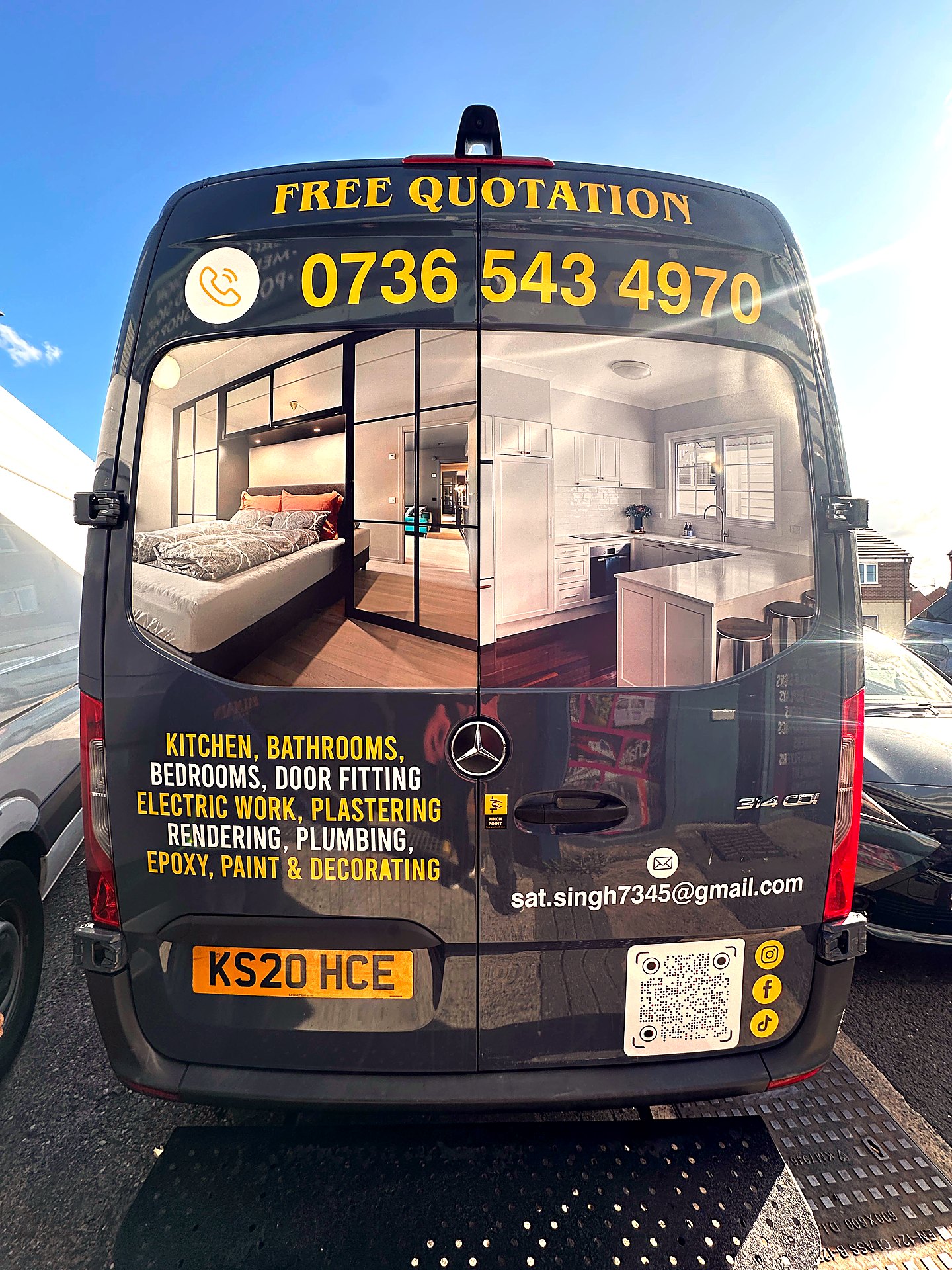 Siman's Builders van rear graphics