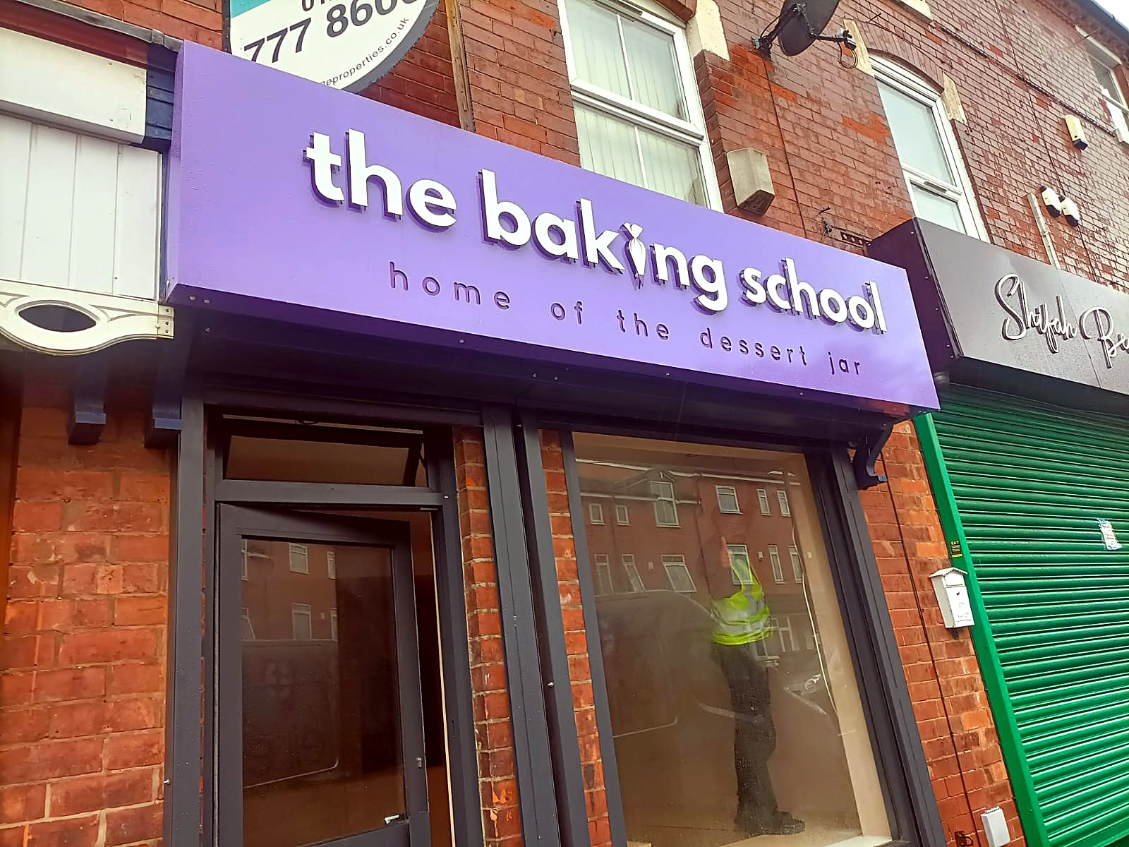 The Baking School illuminated fascia