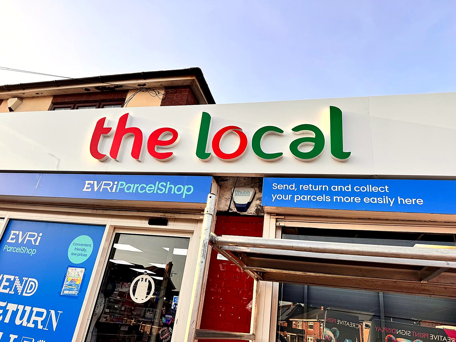 The Local Evri parcel shop sign