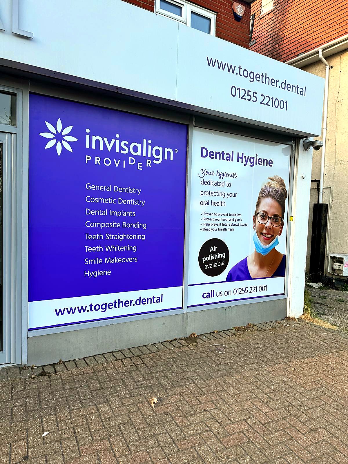 Together Dental window display graphics